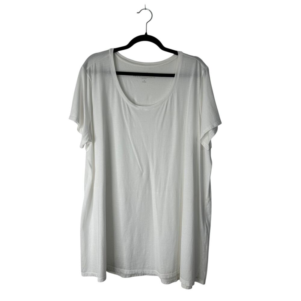 Pure Jill Scoop Neck Elliptical Tee Size 2X White Pima Cotton Short Sleeve